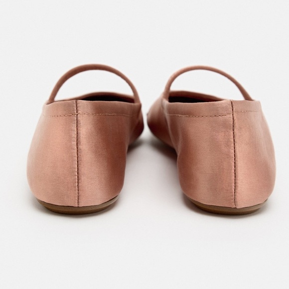 Zara satin effect ballet flats muted pink NWT - Picture 5 of 7